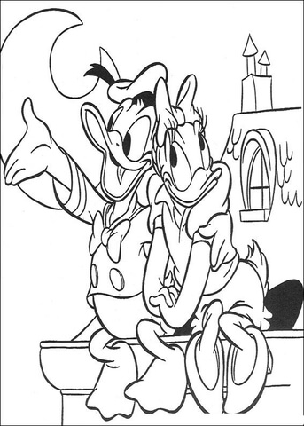 Donald And Daisy  Coloring Page